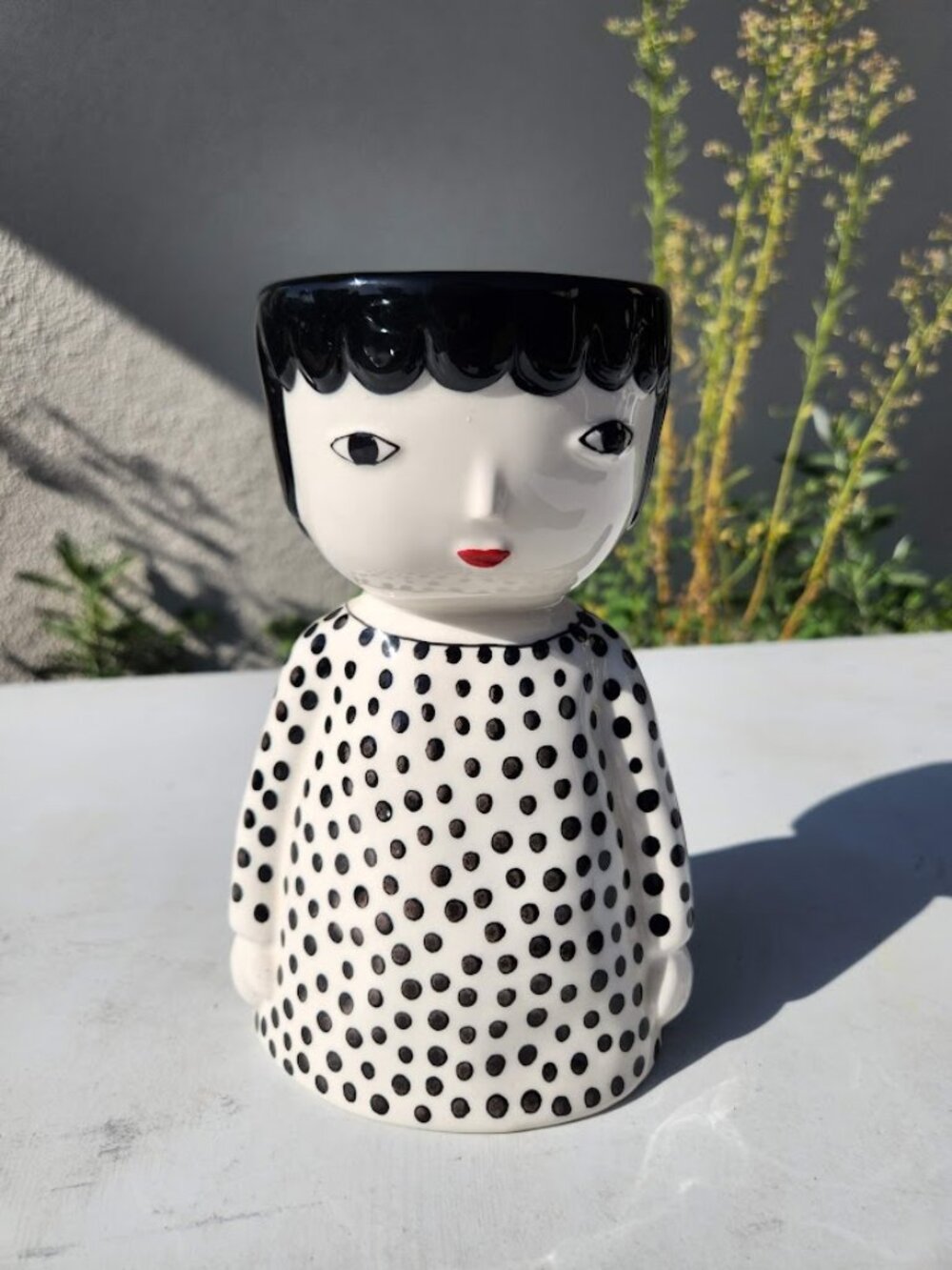 Anthropologie Kinska Melena Face Pot Decor Ceramic Bowl Decoration Black white